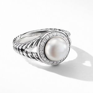 David Yurman Albion Pearl Ring with Diamonds 7